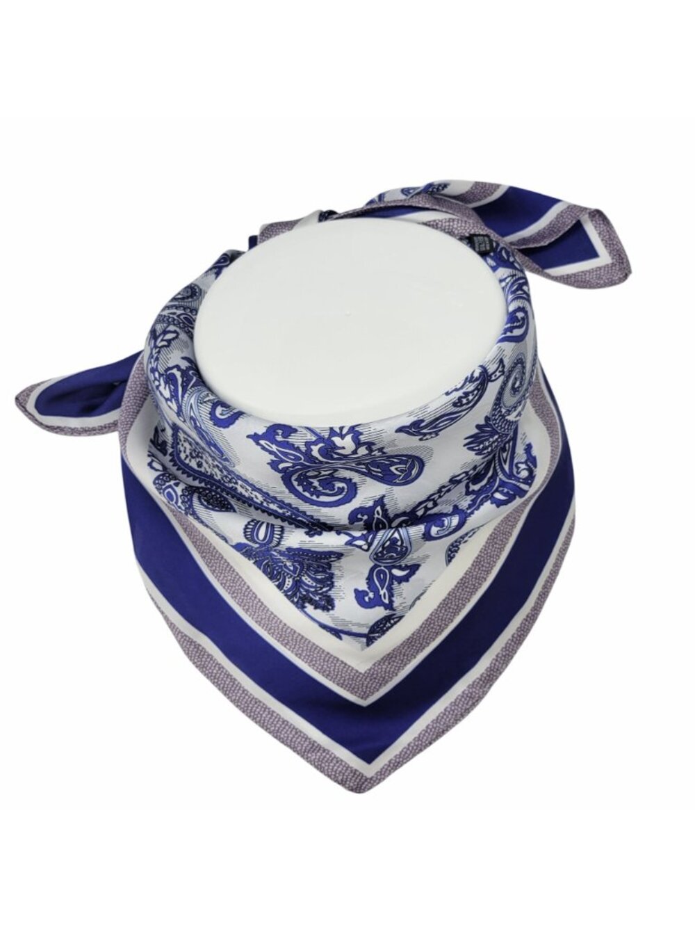 ✨Luxury Elegant Women Square Silky Soft Scarf Head Top hijab Blue Floral Paisley - Picture 3 of 6